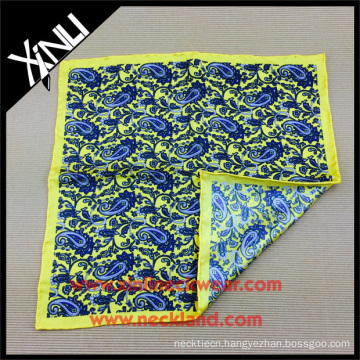 Hand Rolling Mens Wholesale Paisley Printing Polyester Handkerchief